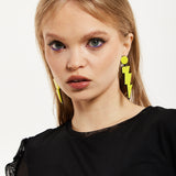 House of Holland Lightening Bolt Drop Style Earrings In Yellow