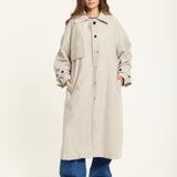 Beige Oversized Wool Blend Longline Coat