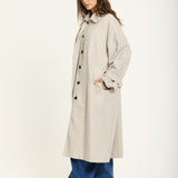 Beige Oversized Wool Blend Longline Coat