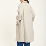 Beige Oversized Wool Blend Longline Coat