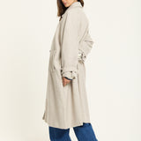 Beige Oversized Wool Blend Longline Coat