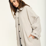 Beige Oversized Wool Blend Longline Coat