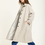 Beige Oversized Wool Blend Longline Coat