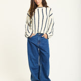 Striped Wool Blend Chunky Knit Jumper