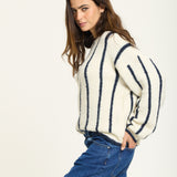 Striped Wool Blend Chunky Knit Jumper
