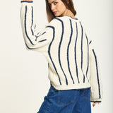 Striped Wool Blend Chunky Knit Jumper