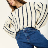 Striped Wool Blend Chunky Knit Jumper