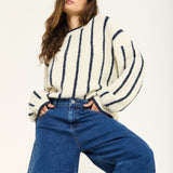 Striped Wool Blend Chunky Knit Jumper