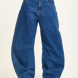 Blue Wide Leg Denim Jeans