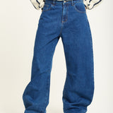 Blue Wide Leg Denim Jeans