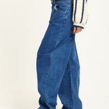 Blue Wide Leg Denim Jeans
