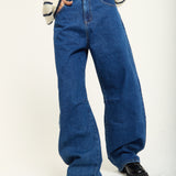 Blue Wide Leg Denim Jeans
