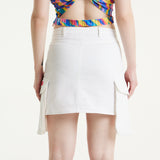 House Of Holland Cargo Pocket Denim Mini Skirt In White