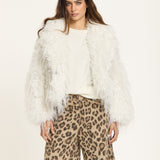 Cream Shaggy Faux Fur Jacket