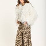Cream Shaggy Faux Fur Jacket