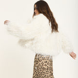 Cream Shaggy Faux Fur Jacket