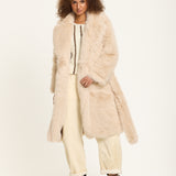 Cream Long Faux Fur Coat