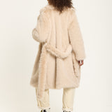 Cream Long Faux Fur Coat