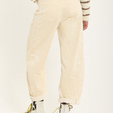 Beige Wide Leg Cord Trousers