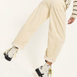 Beige Wide Leg Cord Trousers
