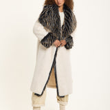 Contrast Faux Fur Collar Coat