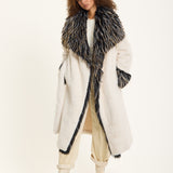 Contrast Faux Fur Collar Coat