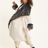 Contrast Faux Fur Collar Coat