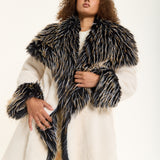 Contrast Faux Fur Collar Coat