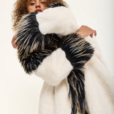 Contrast Faux Fur Collar Coat