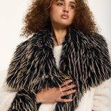 Contrast Faux Fur Collar Coat