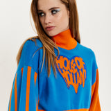 House Of Holland Melting Heart Logo Jumper in Blue And Orange