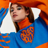 House Of Holland Melting Heart Logo Jumper in Blue And Orange