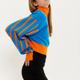 House Of Holland Melting Heart Logo Jumper in Blue And Orange