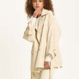 Cream Cord Belted Trench Jacket