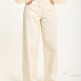 Cream Wide Leg Denim Jeans