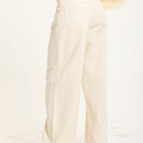 Cream Wide Leg Denim Jeans