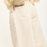 Cream Wide Leg Denim Jeans