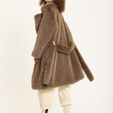 Mocha Long Faux Fur Coat