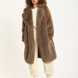 Mocha Long Faux Fur Coat