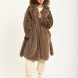 Mocha Long Faux Fur Coat