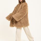 Camel Long Shaggy Faux Fur Coat