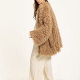 Camel Long Shaggy Faux Fur Coat