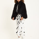 Black Shaggy Faux Fur Jacket