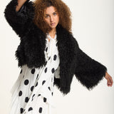 Black Shaggy Faux Fur Jacket