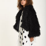 Black Shaggy Faux Fur Jacket