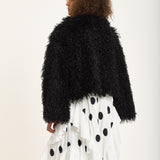 Black Shaggy Faux Fur Jacket