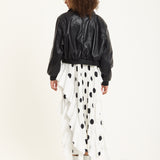 Black Faux Leather Bomber Jacket
