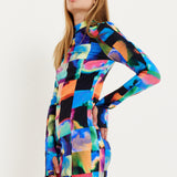 House of Holland Abstract Patchwork Print Dress With Open Back Detail