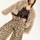 Camel Shaggy Faux Fur Jacket