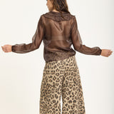 Sheer Ruffle Chocolate Blouse